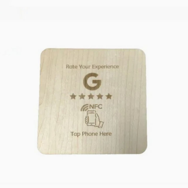 13.56mhz Ahşap Kare &Ouml;zelleştirilmiş RFID Kart NFC Plakaları Google İnceleme Kartı